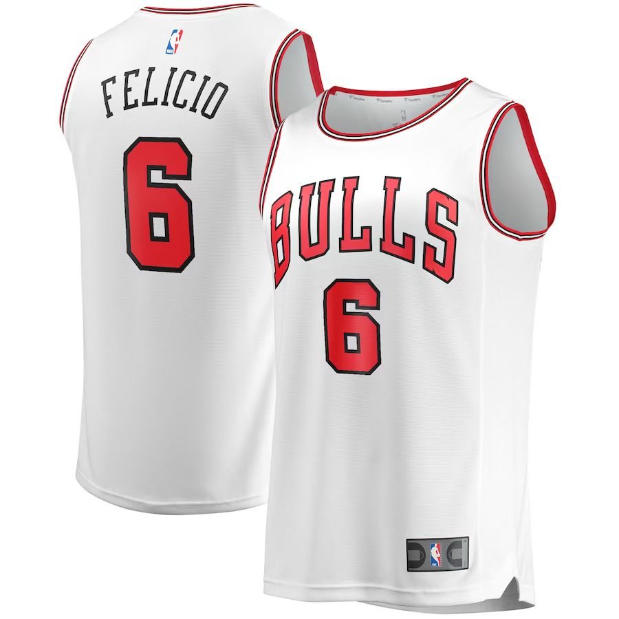 Men Chicago Bulls #6 Cristiano Felicio Fanatics Branded White Fast Break Player NBA Jersey